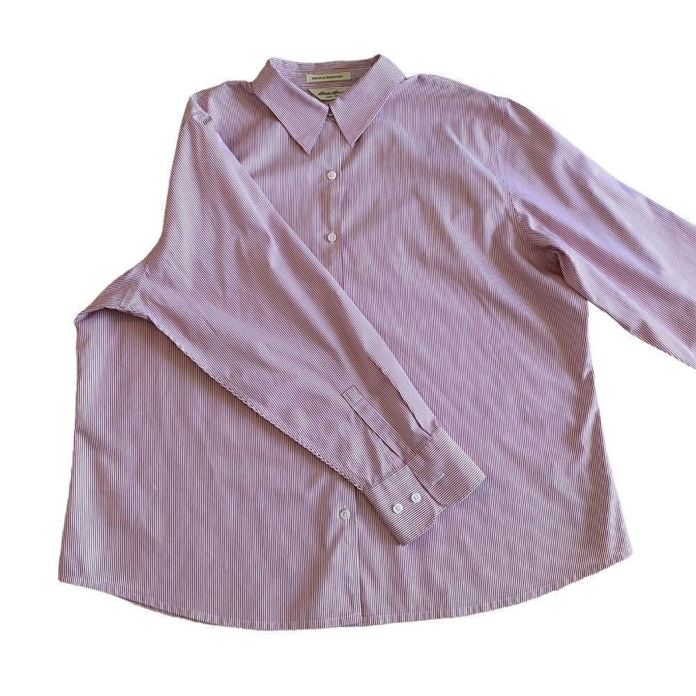 Eddie Bauer Wrinkle Resistant Red & White Stripes Shirt